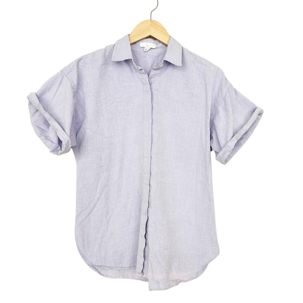 Adam Lippes Short Sleeve Button Down Shirt Sz 4